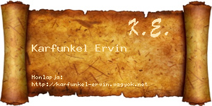 Karfunkel Ervin névjegykártya